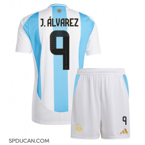 Dječji Nogometni Dres Argentina Julian Alvarez #9 Domaci Copa America 2024 Kratak Rukav (+ Kratke hlače)